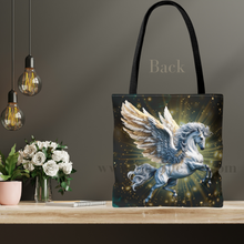 Load image into Gallery viewer, Tote Bag, Medusa and Pegasus Greek Mythology Gods back