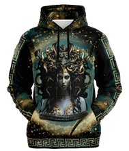 Load image into Gallery viewer, Medusa and Pegasus Greek Gods Gods front facing hoodie