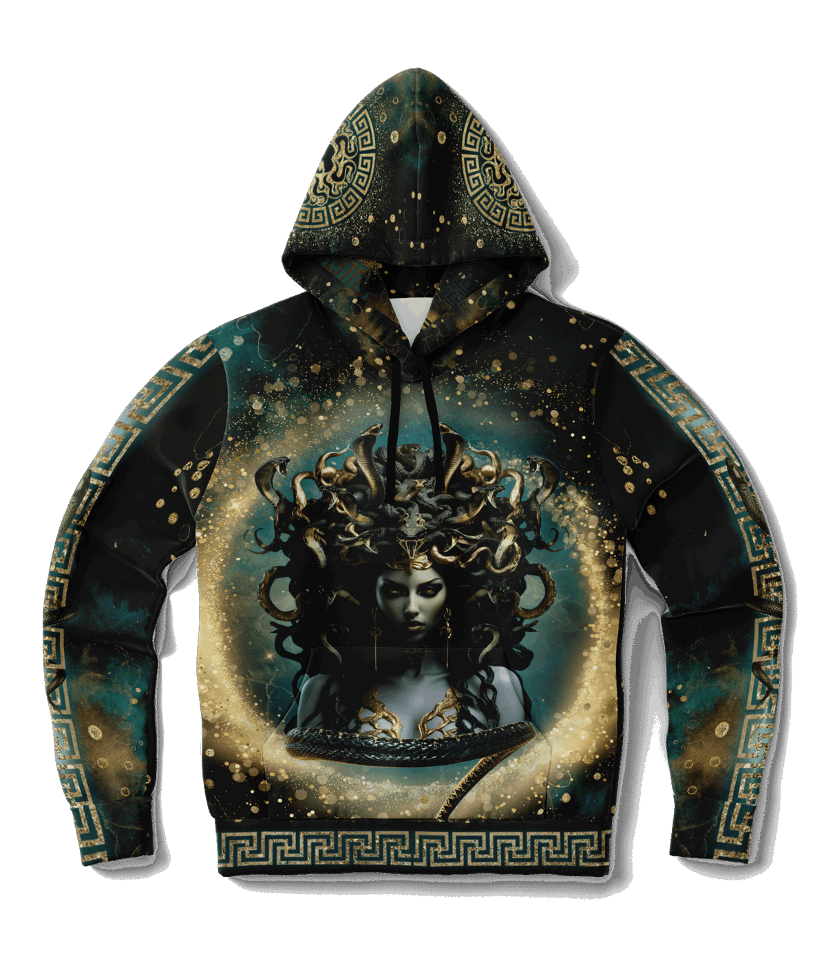 Medusa and Pegasus Greek Mythological Gods Gods front facing hoodie flat