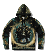 Load image into Gallery viewer, Medusa and Pegasus Greek Mythological Gods Gods front facing hoodie flat
