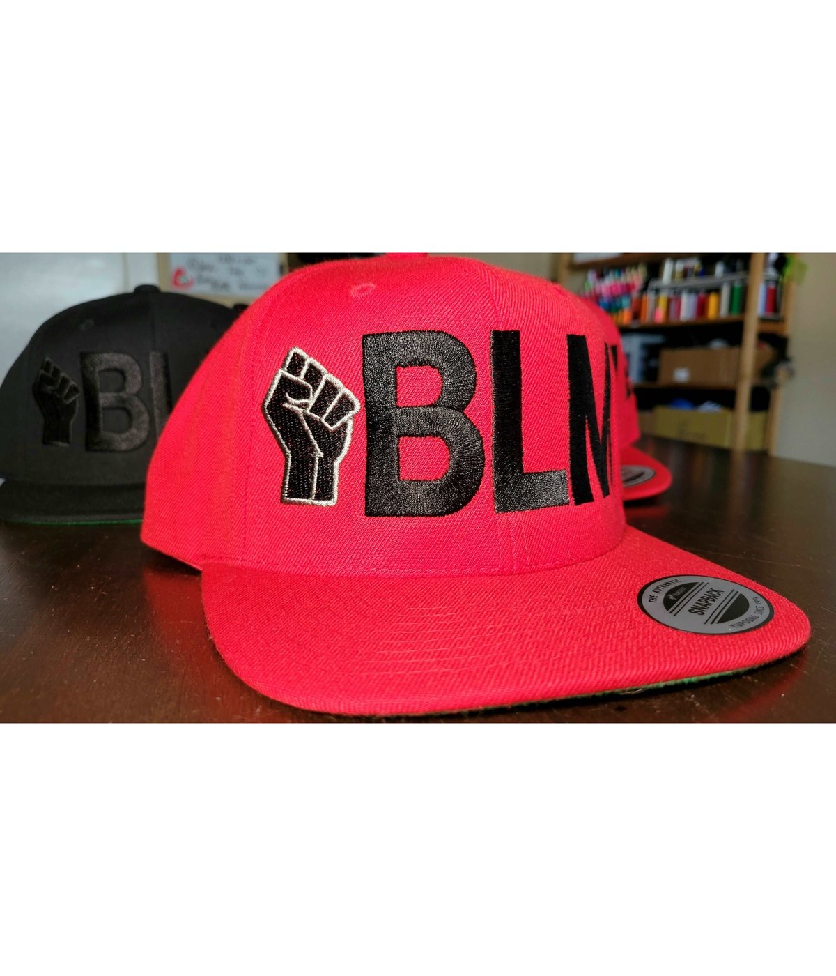 Black Lives Matter Embroidered, Flat-Bill, Classic, Snap-Back Cap. ONE SIZE