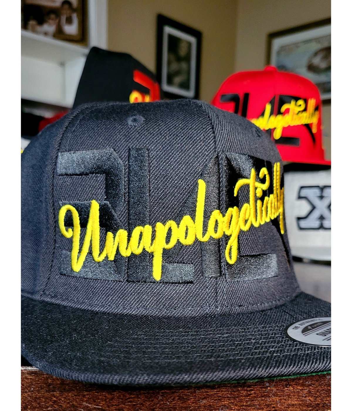 Unapologetically Black Embroidered, Flat-Bill, Classic, Snap-Back Cap. ONE SIZE