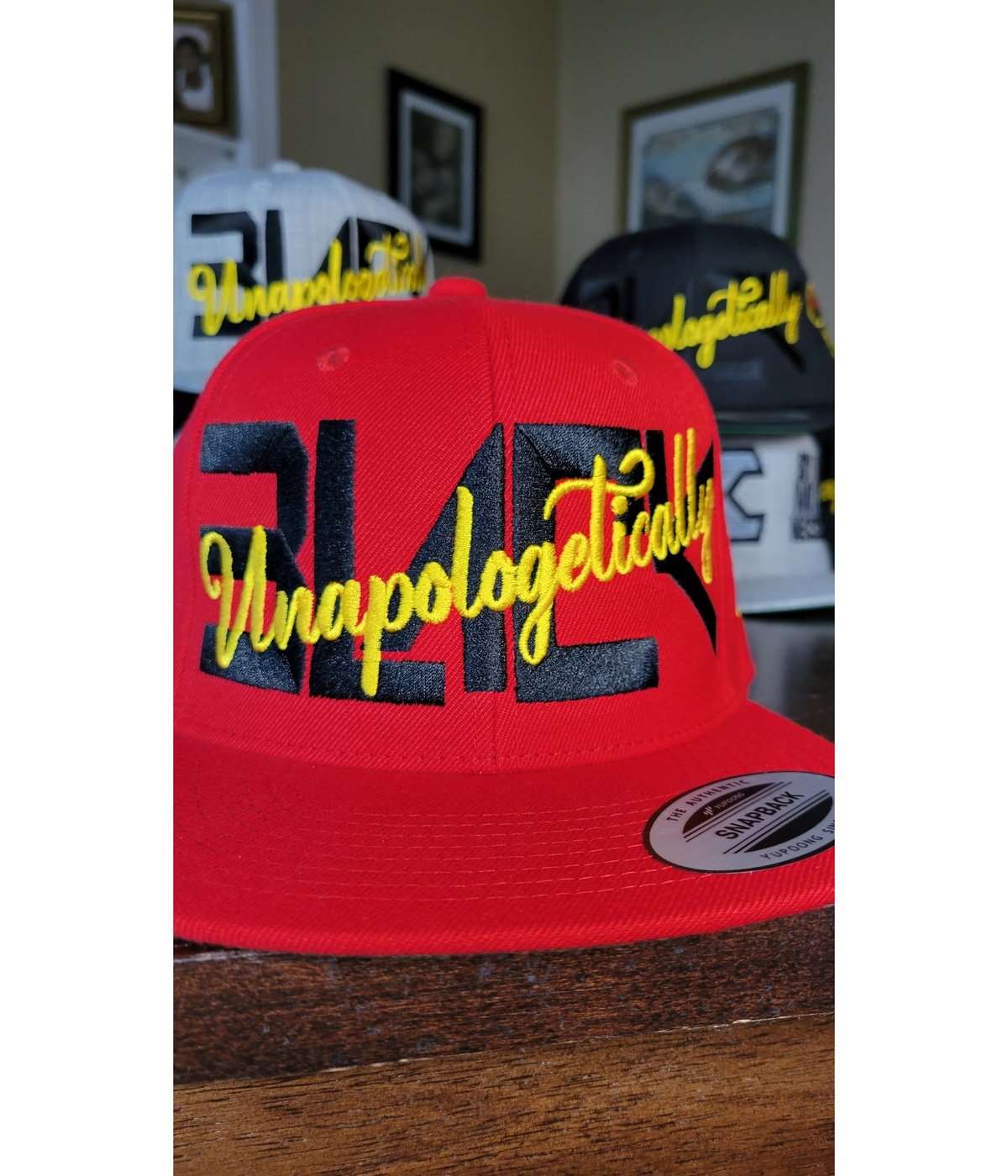 Unapologetically Black Embroidered, Flat-Bill, Classic, Snap-Back Cap. ONE SIZE