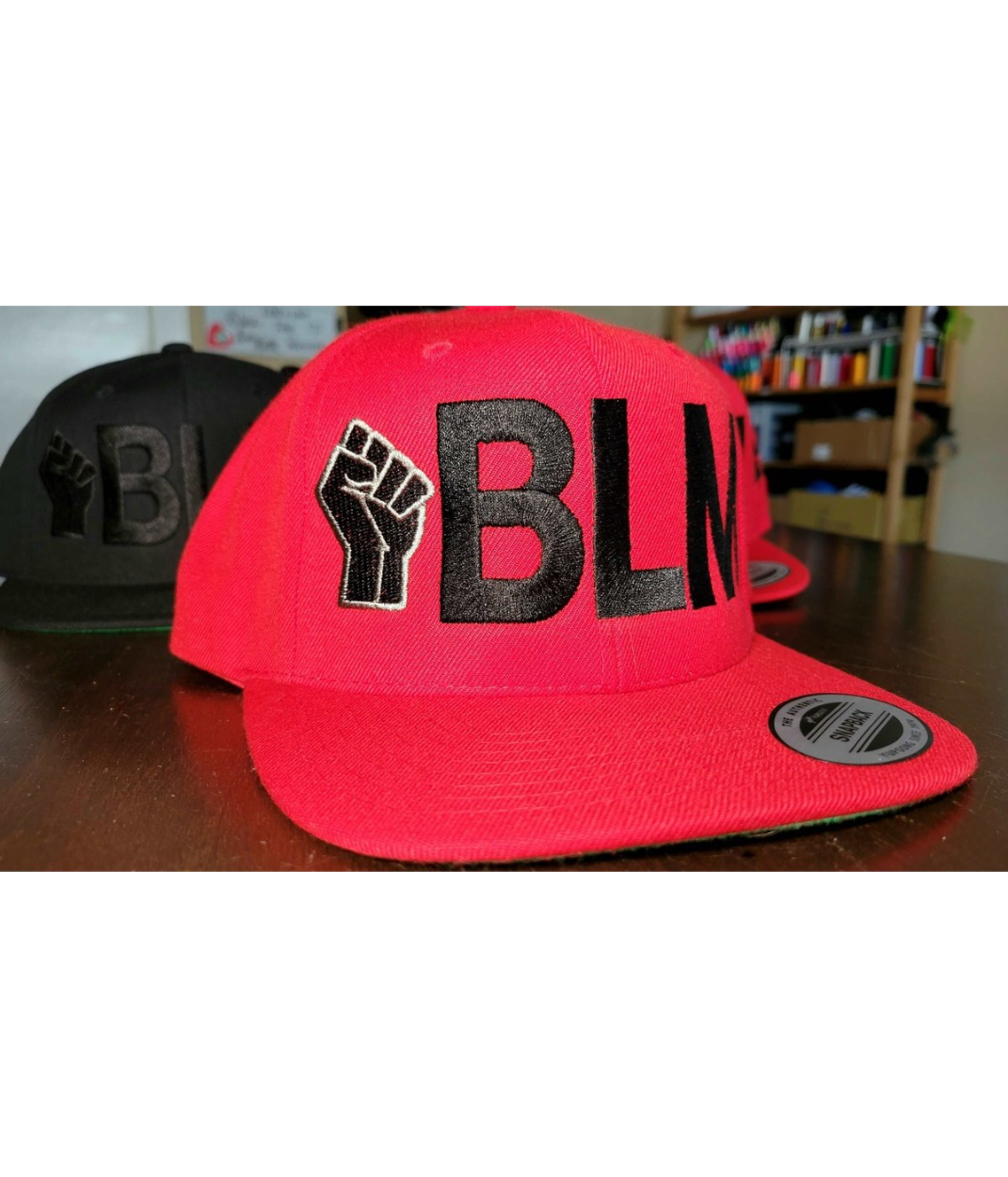 Black Lives Matter Embroidered, Flat-Bill, Classic, Snap-Back Cap. ONE SIZE