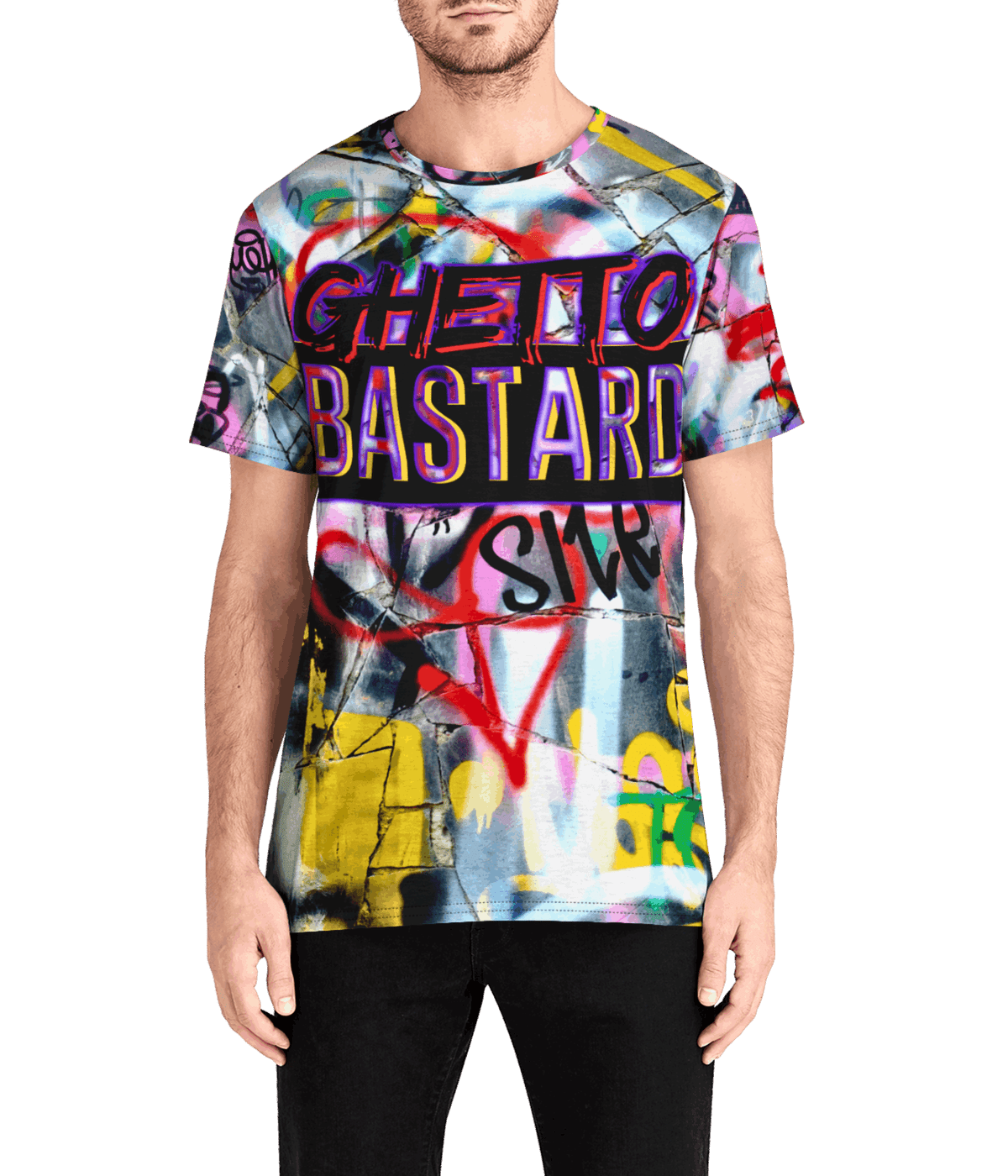 Ghetto Bastard Graffiti Premium Men's Crew Tee front facing