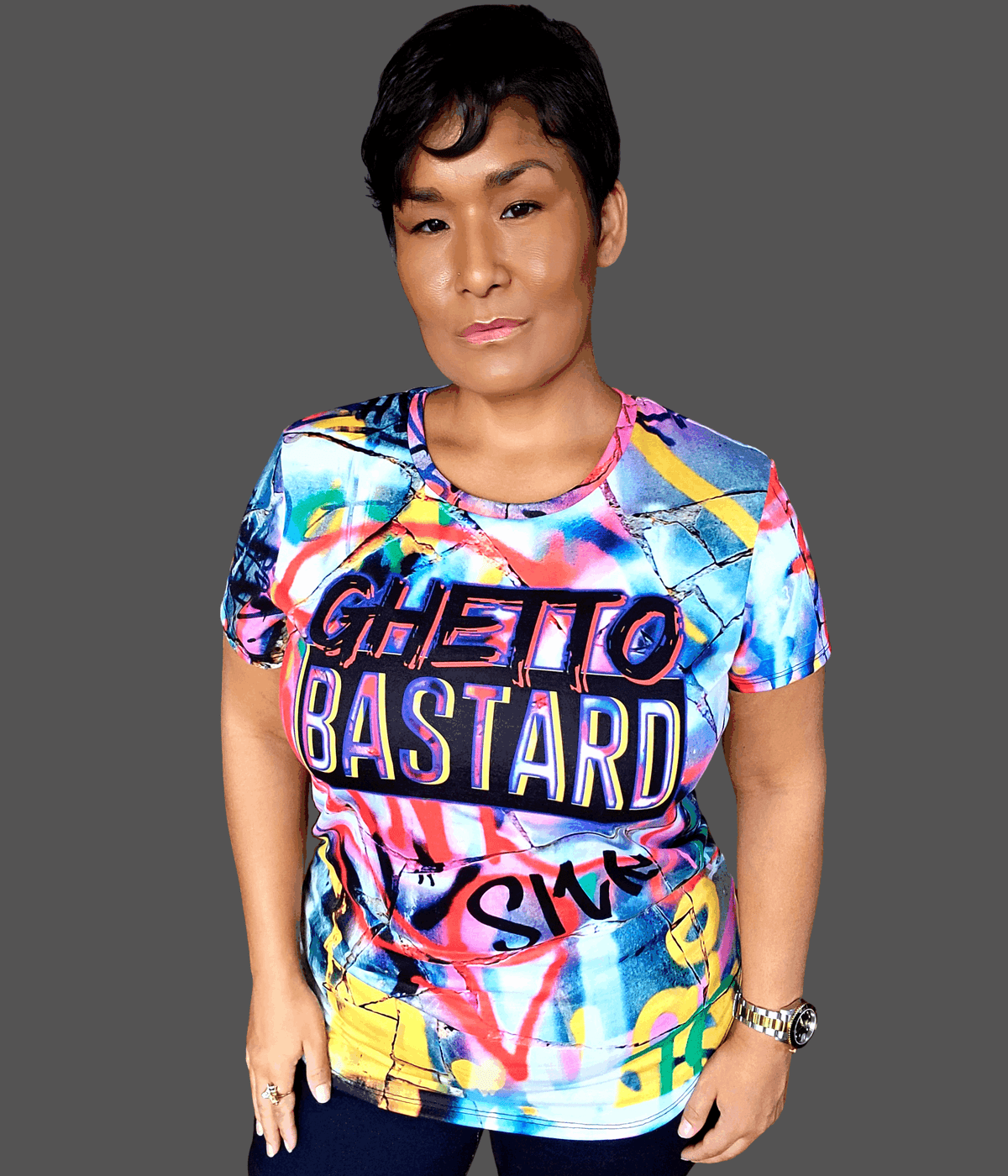 Ghetto Bastard Graffiti Premium Women's Crew Tee