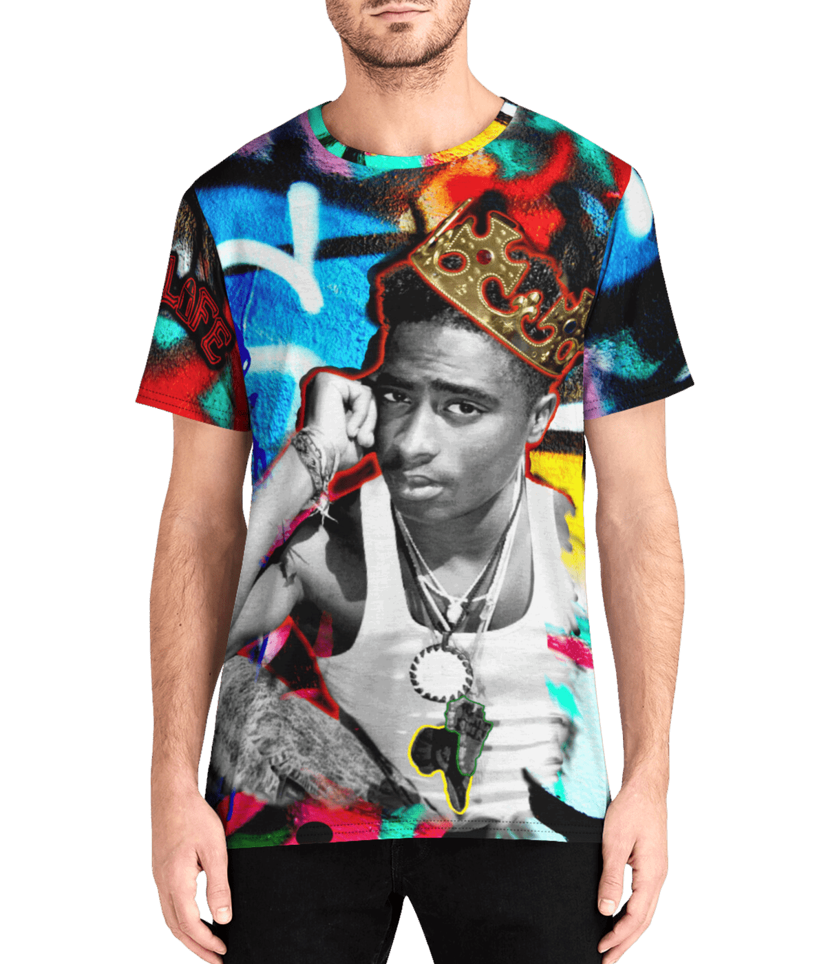 Tupac Shakur Premium Men's Crew Tee front facing