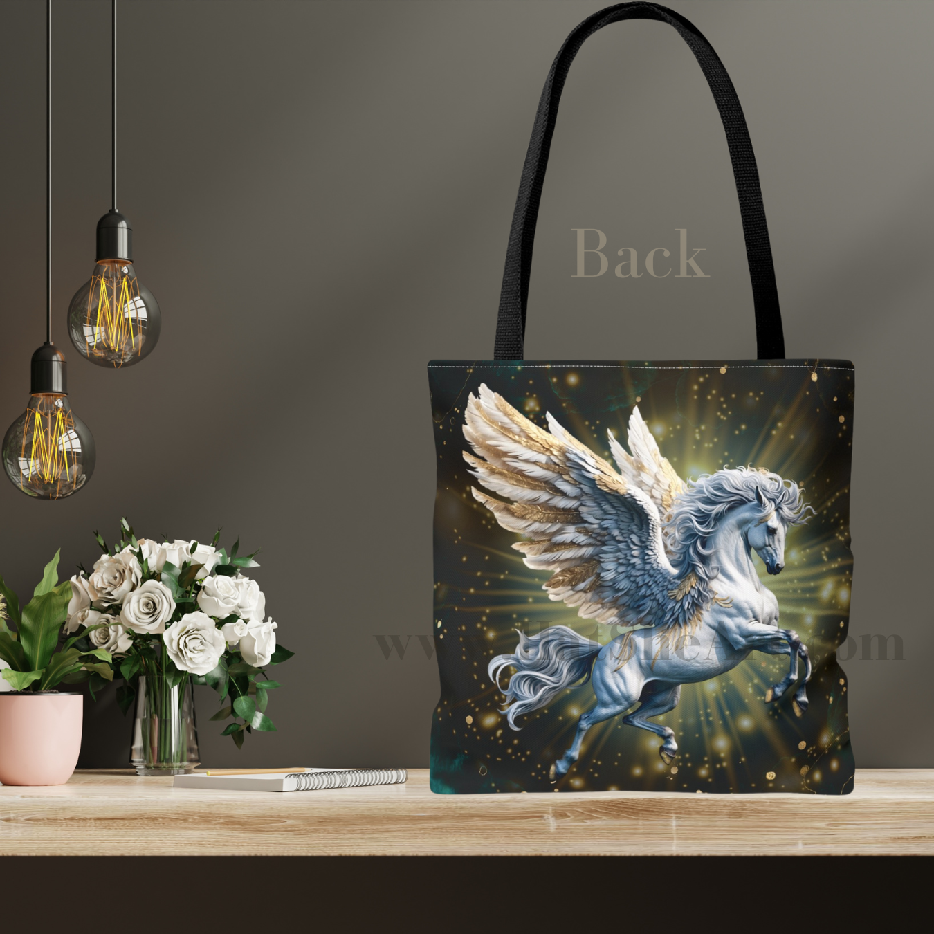 Tote Bag, Medusa and Pegasus Greek Mythology Gods back