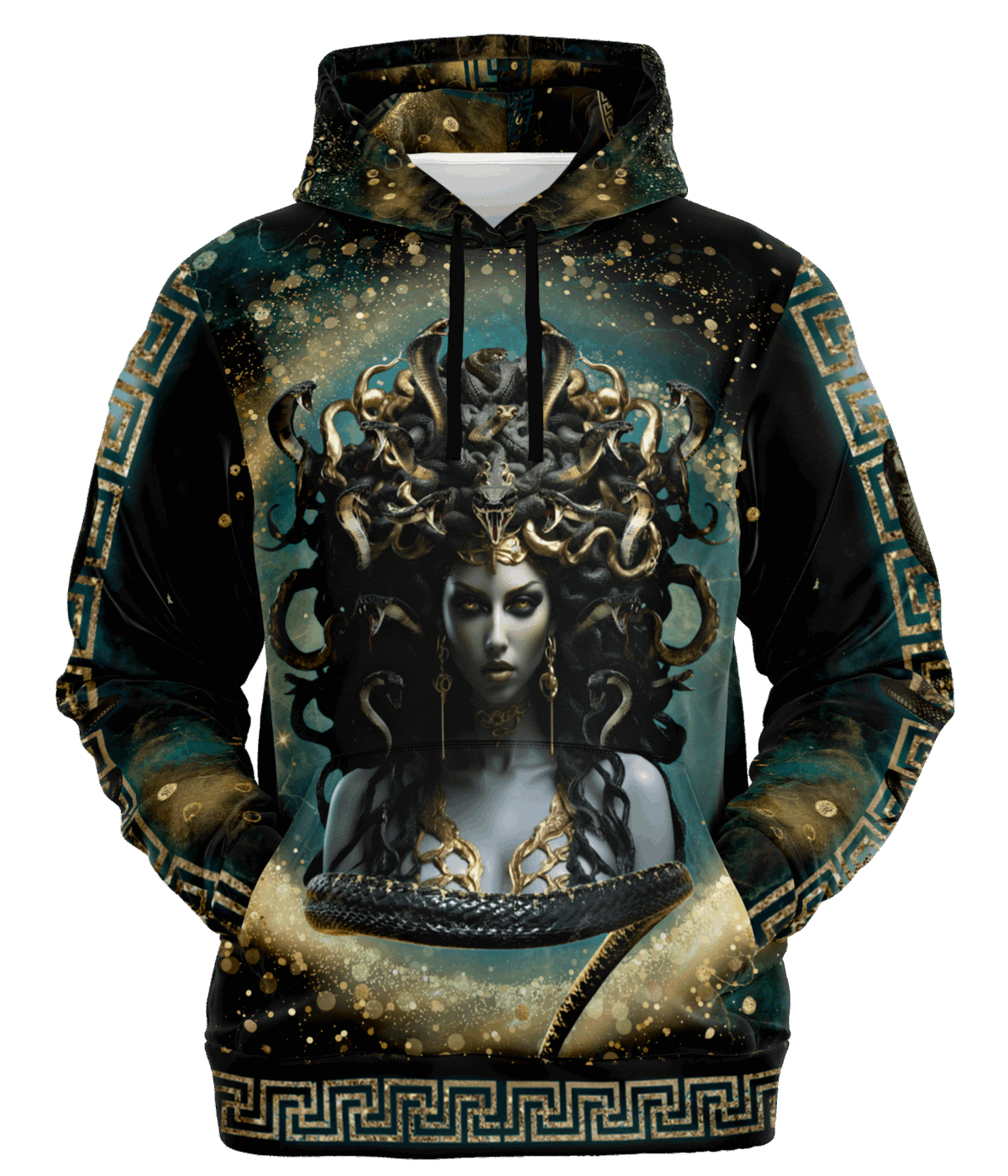 Medusa and Pegasus Greek Gods Gods front facing hoodie