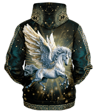 Load image into Gallery viewer, Medusa and Pegasus Greek Gods Gods back facing hoodie
