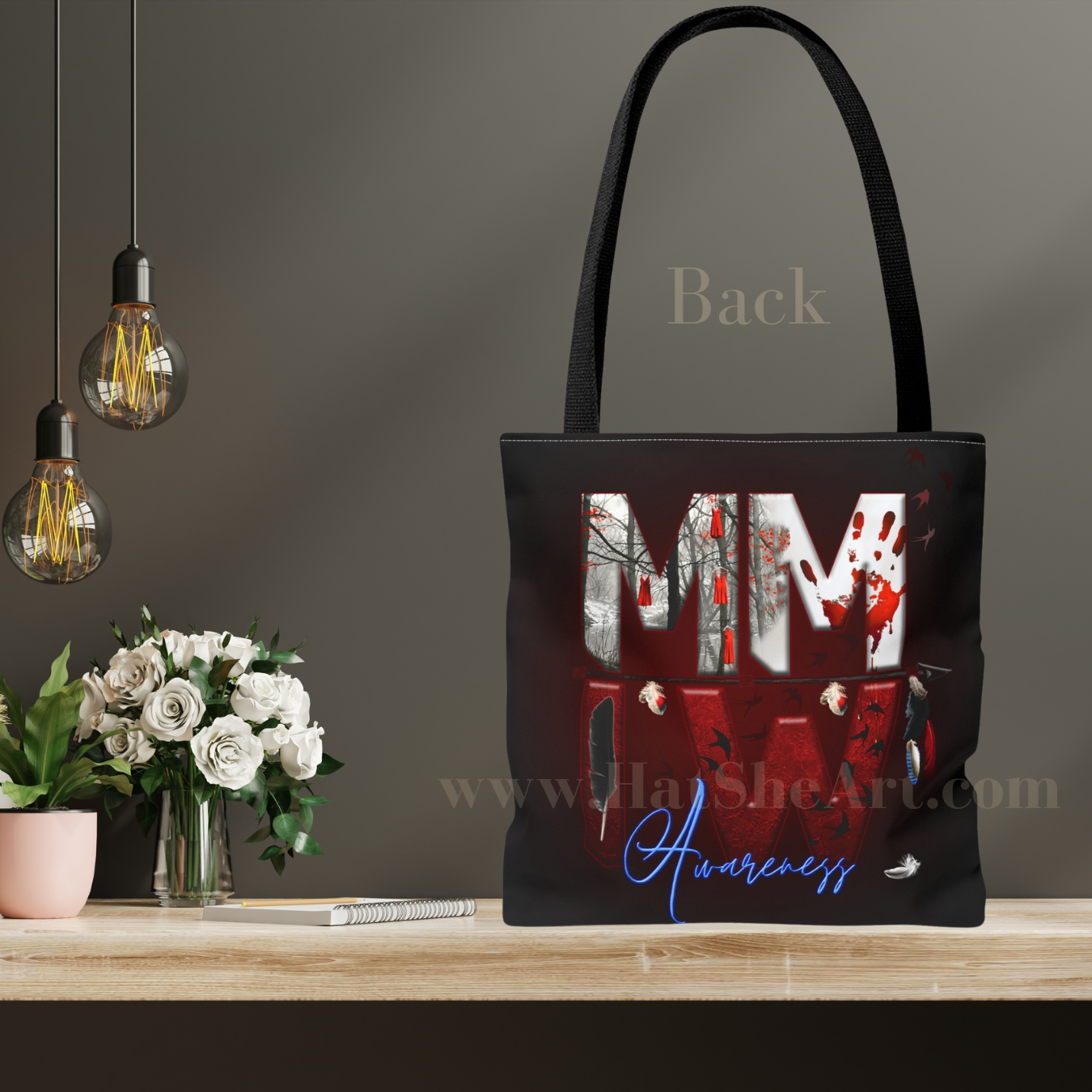 MMIW Tote Bag, Murdered and Missing Indigenous Women Tote Bag back