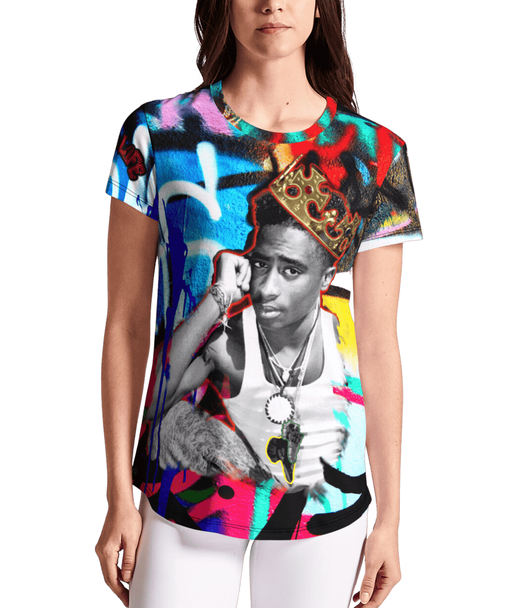 Tupac Shakur Premium Women's Crew Tee front side