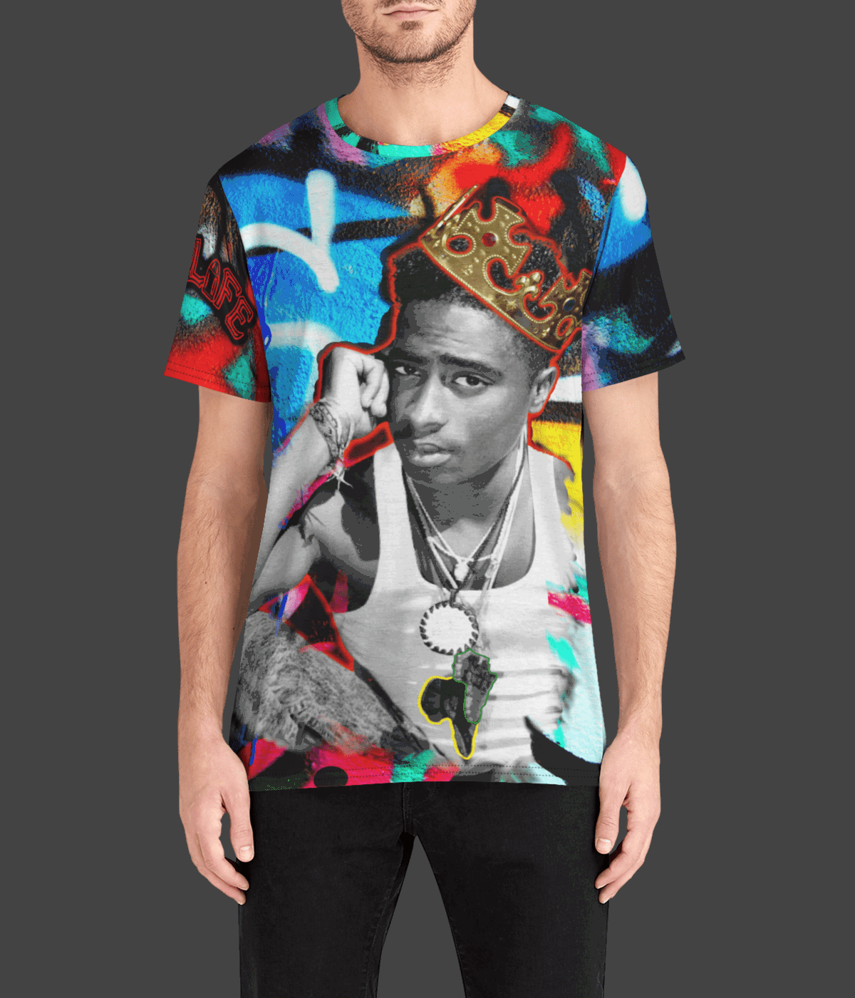 Tupac Shakur Premium Men's Crew Tee front facing