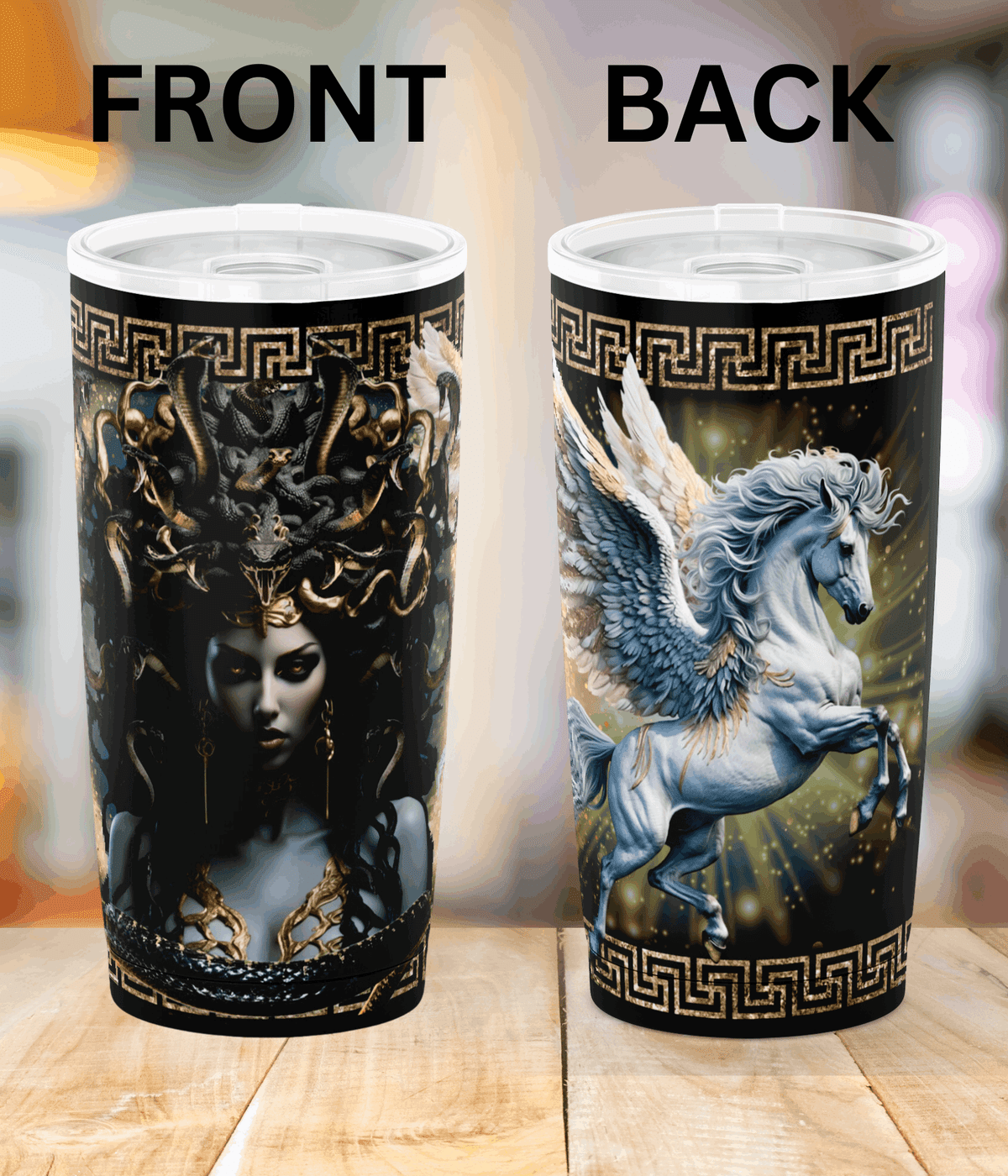 Medusa Pegasus Greek Gods 20oz Tumbler front and back