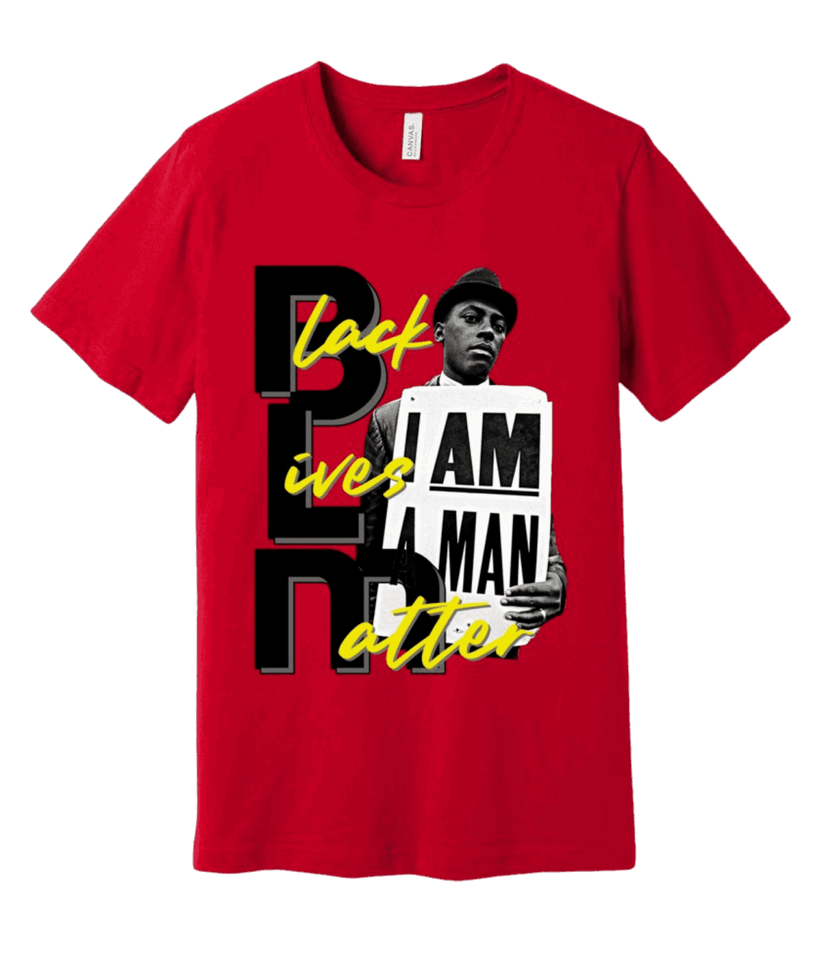 Black Lives Matter, I am a Man Tee front facing