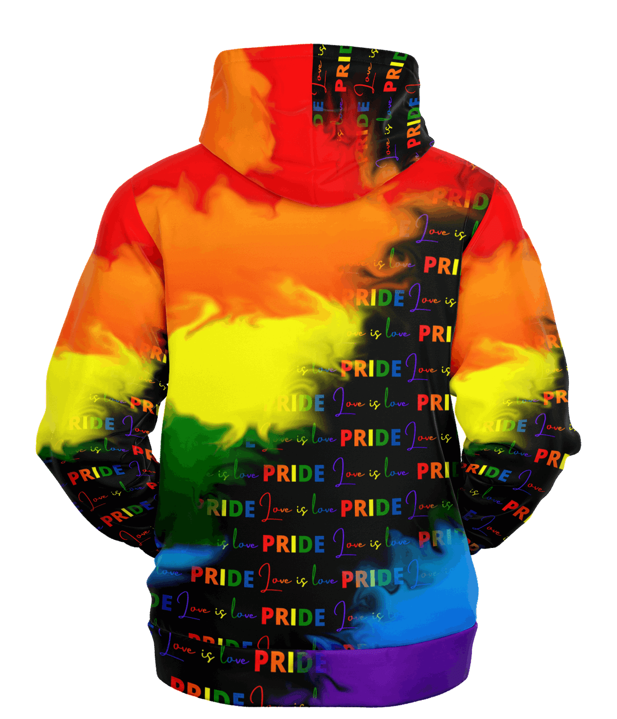 PRIDE LGBT+ Rainbow Hoodie back facing