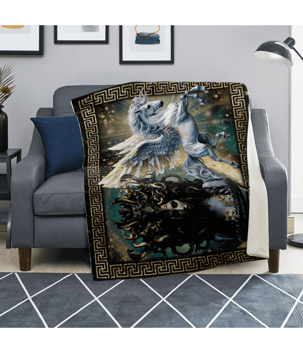 Medusa and Pegasus Greek Gods Blanket